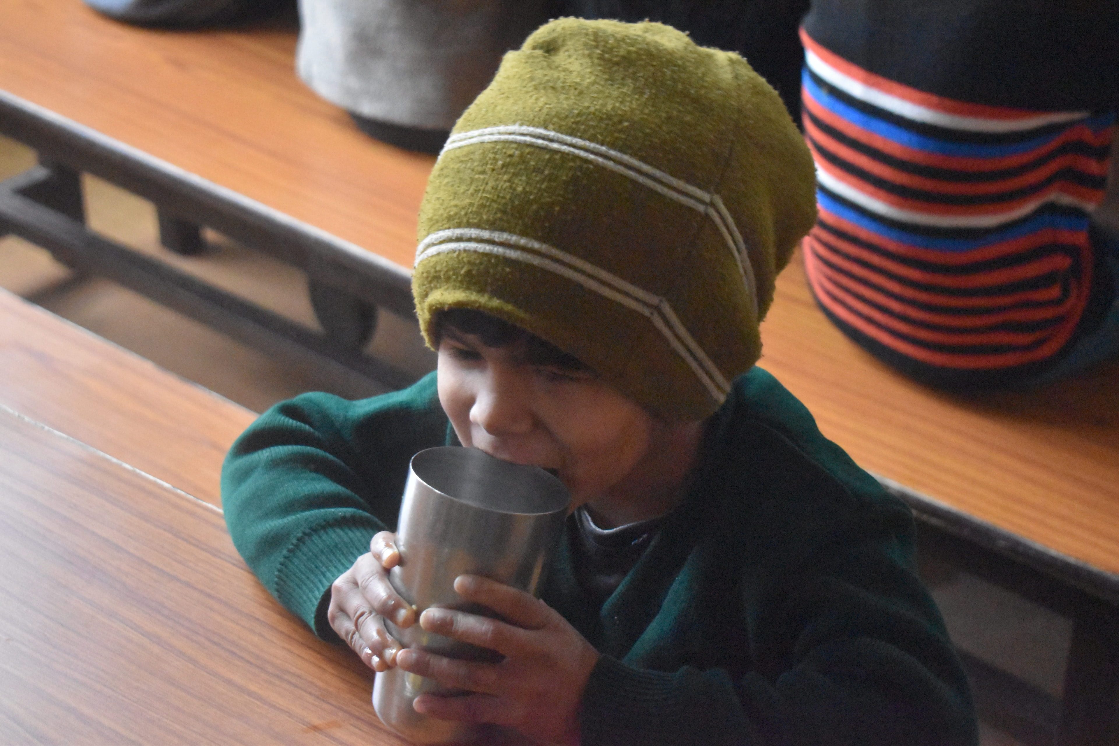 child drinking water