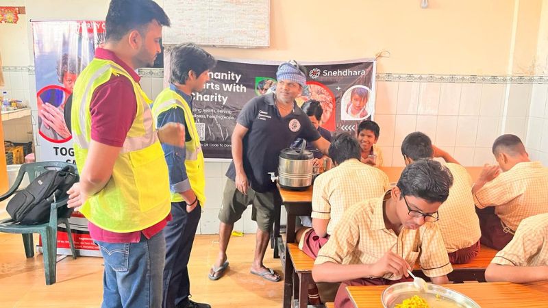 Breakfast Serving at Capt. Chandan Lal Blind School at Behrampur, Gurgaon