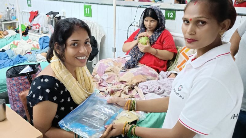 Distribution of Clothes to New Born Baby at Civil Hospital, Sector 10, Gurgaon, Haryana