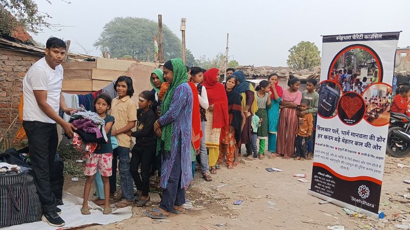 Clothes Distribution at Sector 57, Gurgaon, Haryana