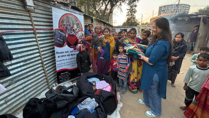 Clothes Distribution at Fazilpur, Sector 71, Gurgaon, Haryana